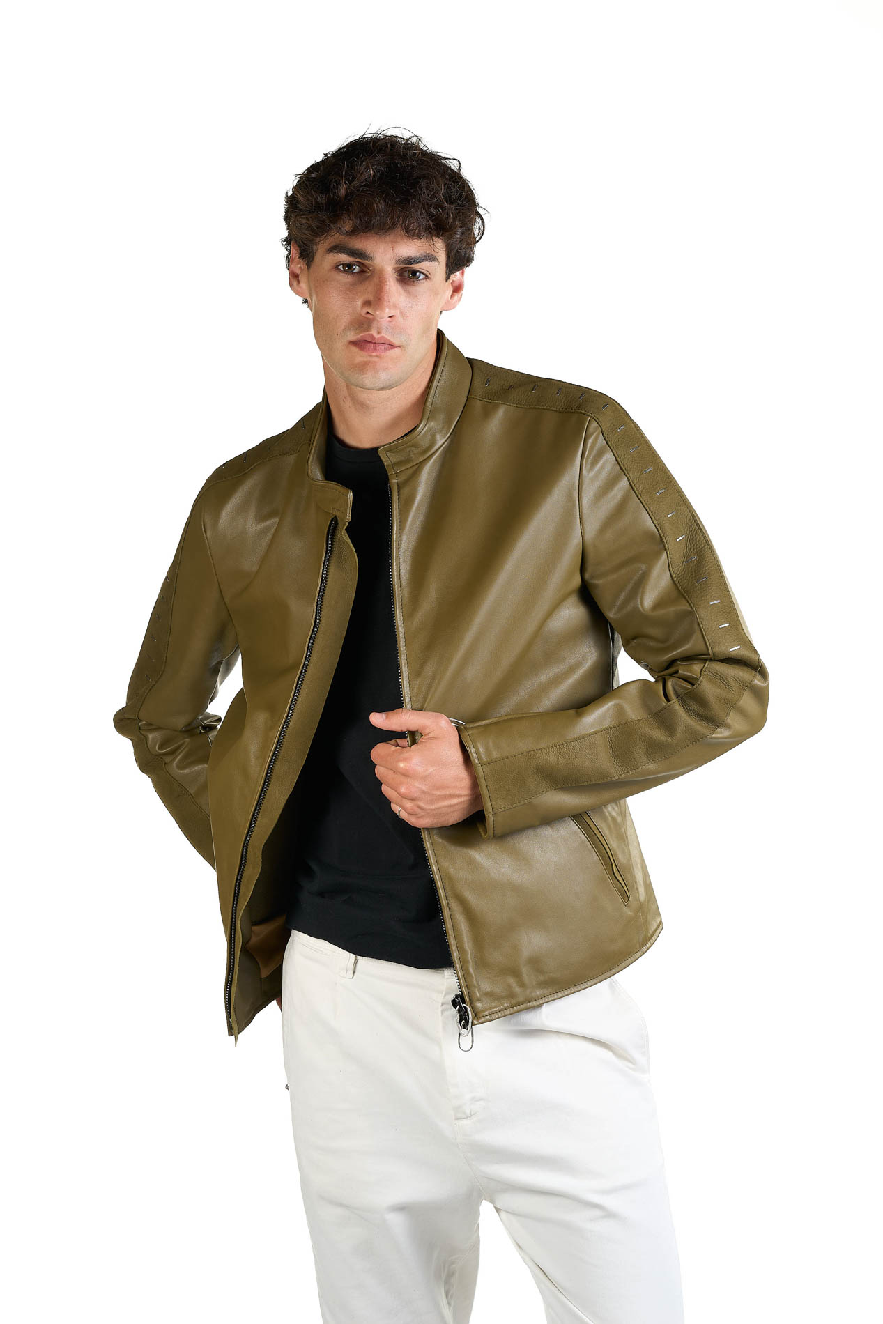 DANIELE BASTA LEATHER AND SILVER JACKET